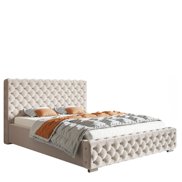Kremowe łóżko sypialniane 160x200 cm QUINTE