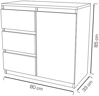Mała komoda do salonu z szufladami 80 cm MONTEGO dąb sonoma
