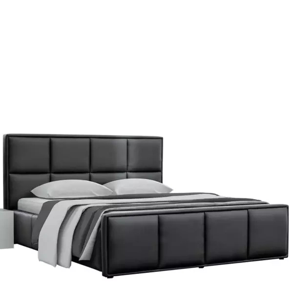 Czarne łóżko tapicerowane 160x200 ekokóra MELBOURNE
