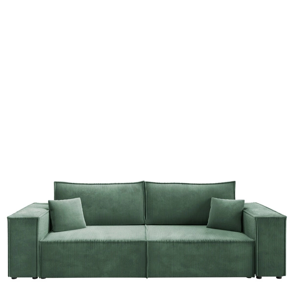 Nowoczesna sofa sztruksowa z funkcją spania do salonu PEDRO zielona