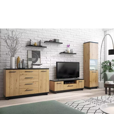 Mała półka wisząca 69 cm czarny mat ISMENA 