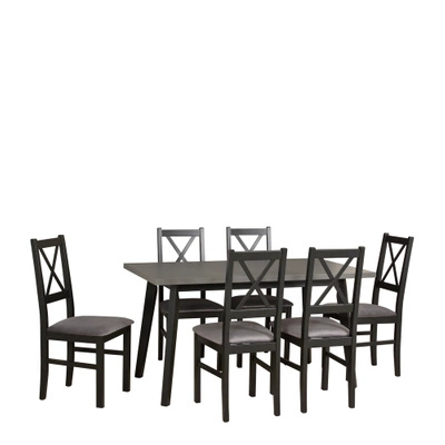 Stół rozkładany z drewnianymi krzesłami do jadalni NESTO