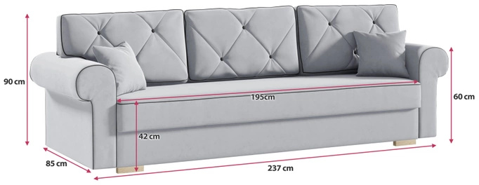 Rozkładana sofa trzyosobowa do salonu z funkcją spania CHEESE