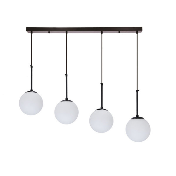 Lampa wisząca czarna 4x40W E27 klosz biały Pompei