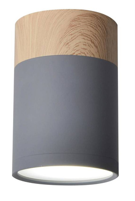 Lampa sufitowa szaro-drewniana 1xGU10 6,8x10cm Tuba
