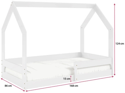 Dziecięce łóżko domek z barierką 80x160 cm MELANIA