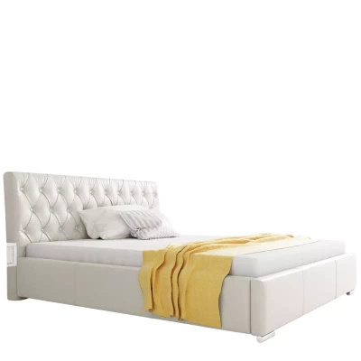 Białe łóżko tapicerowane 200x200 RYGA