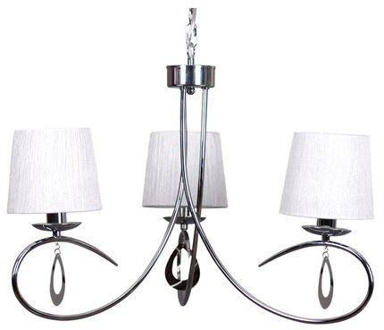 Lampa wisząca chromowa biały abażur tkany 3x40W Arnika 