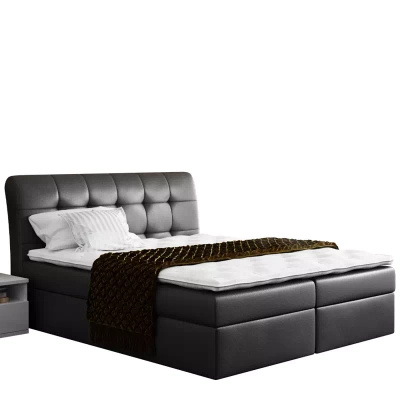 Czarne łóżko kontynentalne 140x200 DENIS