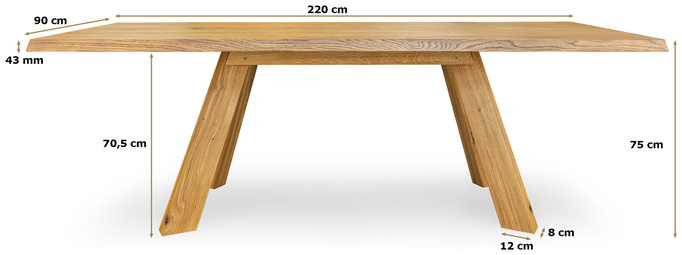 Stół do jadalni drewniany 220x90 cm KASHIWA dąb naturalny olejowany