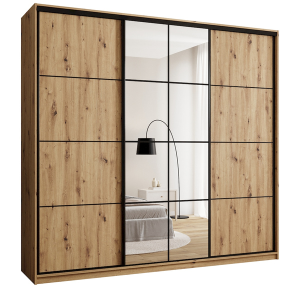 Wysoka trzydrzwiowa szafa przesuwna 250 cm z półkami EDGE MAX