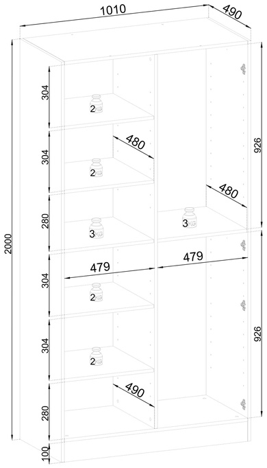 Beżowa dwudrzwiowa szafa modułowa z półkami i drążkami 101 cm SIGMA