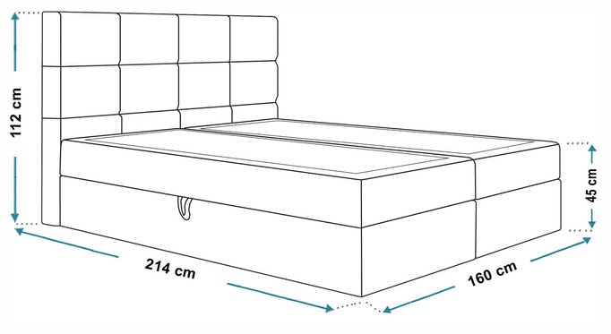 Łóżko kontynentalne z pojemnikiem 160x200 cm ZAMER nowoczesne
