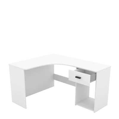 Białe biurko komputerowe narożne CALENIRE
