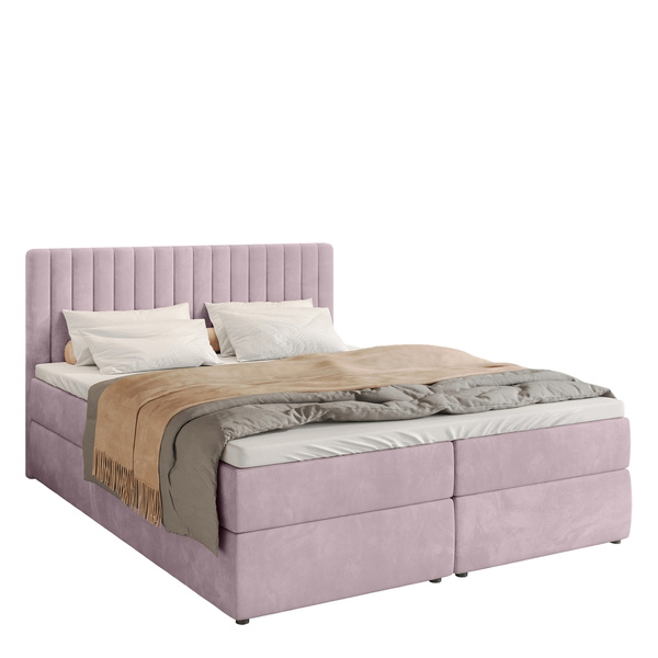 Łóżko kontynentalne 180x200 cm z pojemnikiem na pościel DREAM pudrowy róż
