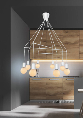 Lampa wisząca biała matowa 8xE27 dwuobwodowa Alto